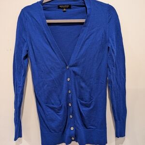 Banana Republic Cobalt Blue Merino Wool Sweater Cardigan XS Academia Preppy